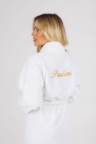 szlafrok frotte z haftem na plecach