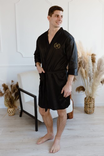 szlafrok satynowy męski