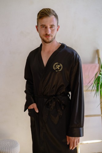 czarny szlafrok męski długi