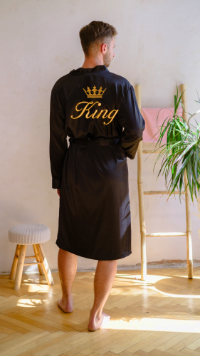 szlafrok satynowy king z koroną