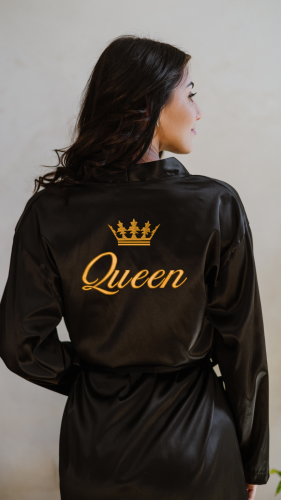 szlafrok satynowy queen z koroną