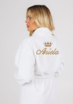 Szlafrok frotte damski biały Queen z haftem korony i imieniem na plecach