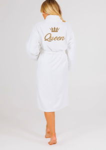 Szlafrok frotte Queen z koroną i imieniem na plecach i haftem na piersi
