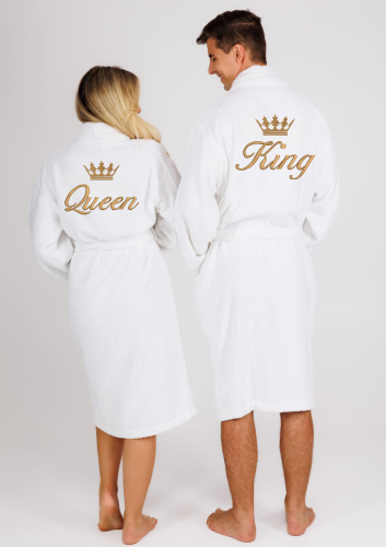 zestaw szlafroków frotte kinq queen z koroną