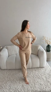 Piżama damska bawełniana z Twoim haftem, personalizowana