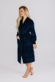 szlafrok damski welurowy długi granatowy
