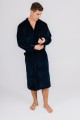 szlafrok męski welurowy granatowy długi