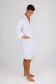 szlafrok welurowy męski biały krótszy z haftem