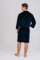 szlafrok granatowy męski welurowy krótszy