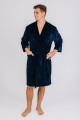 szlafrok welurowy męski granatowy krótszy