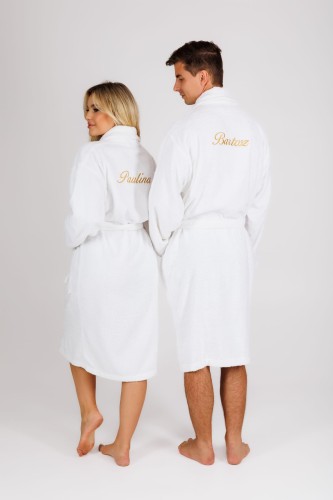 zestaw szlafroków frotte z haftem na plecach